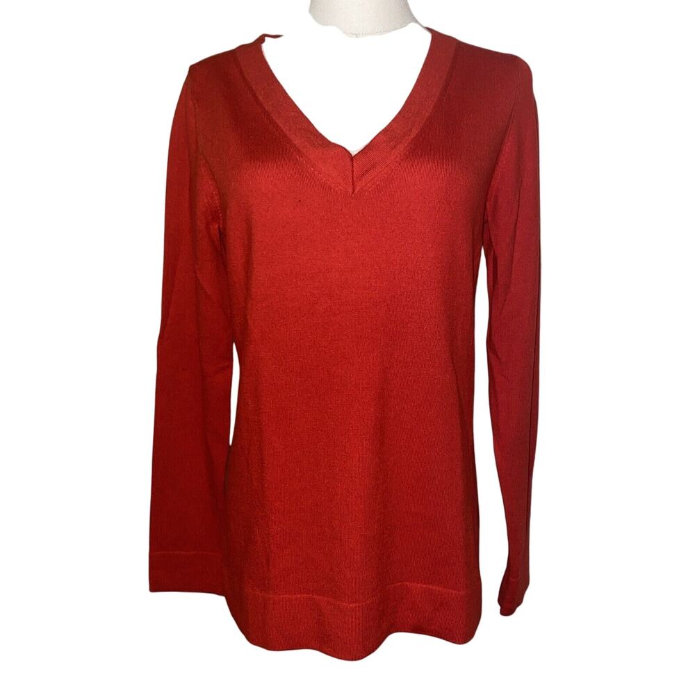 Banana Republic Womens Sweater Medium Red 100% Merino Wool Cabincore Cozy